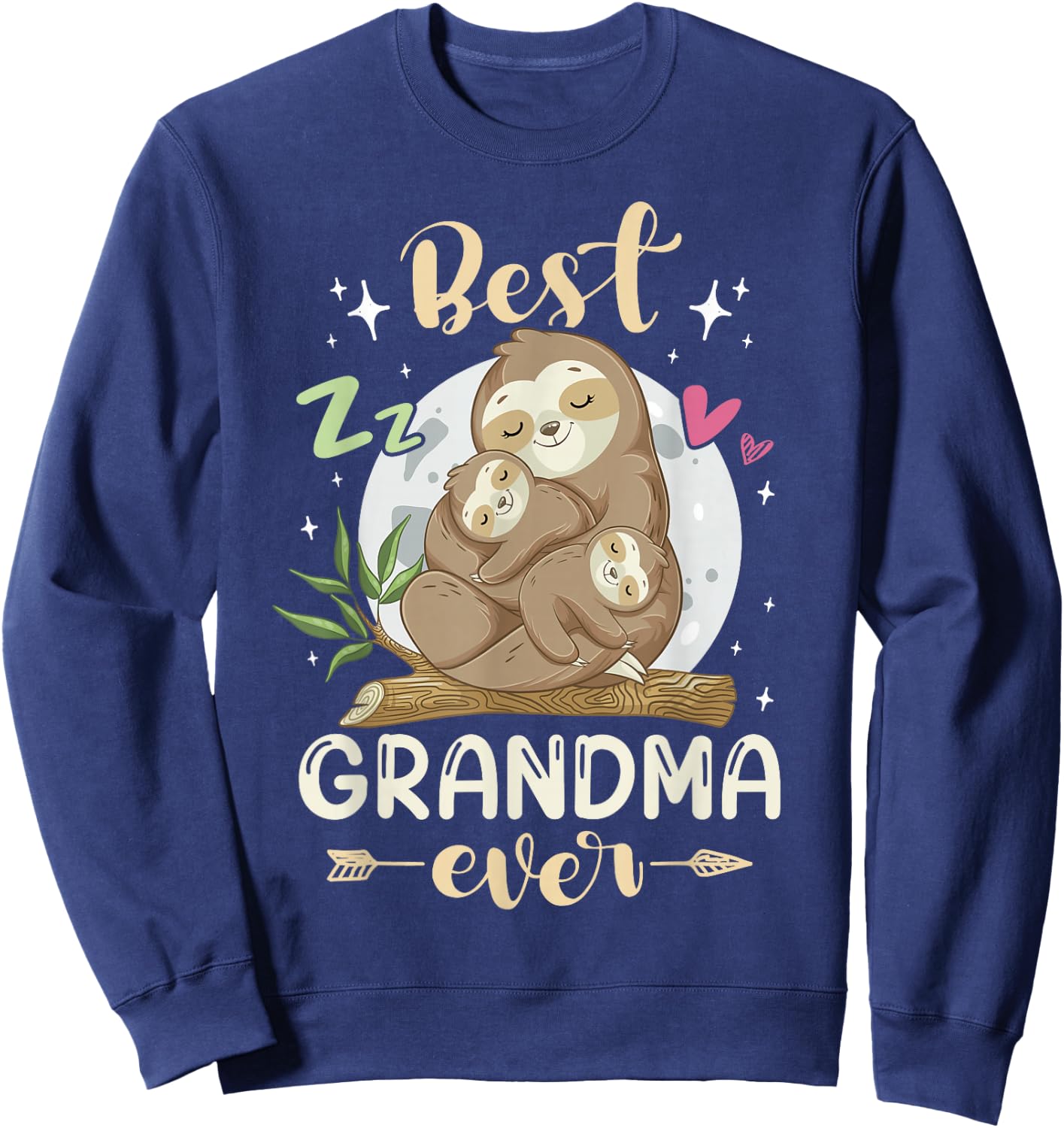 Best Grandma Ever, Sloths Family Mother's Day Pajama Sleep Sweatshirt - Sweatshirt | Navy