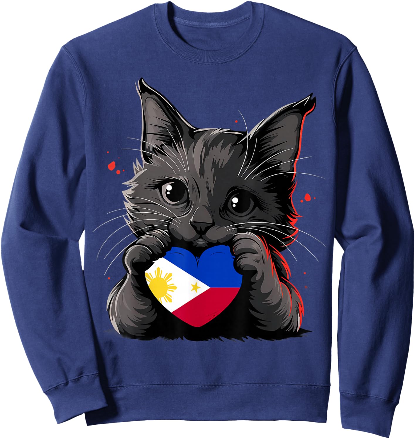 Philippines Flag Cat Pinoy Pilipinas Pride Filipino Roots Sweatshirt - Sweatshirt | Navy
