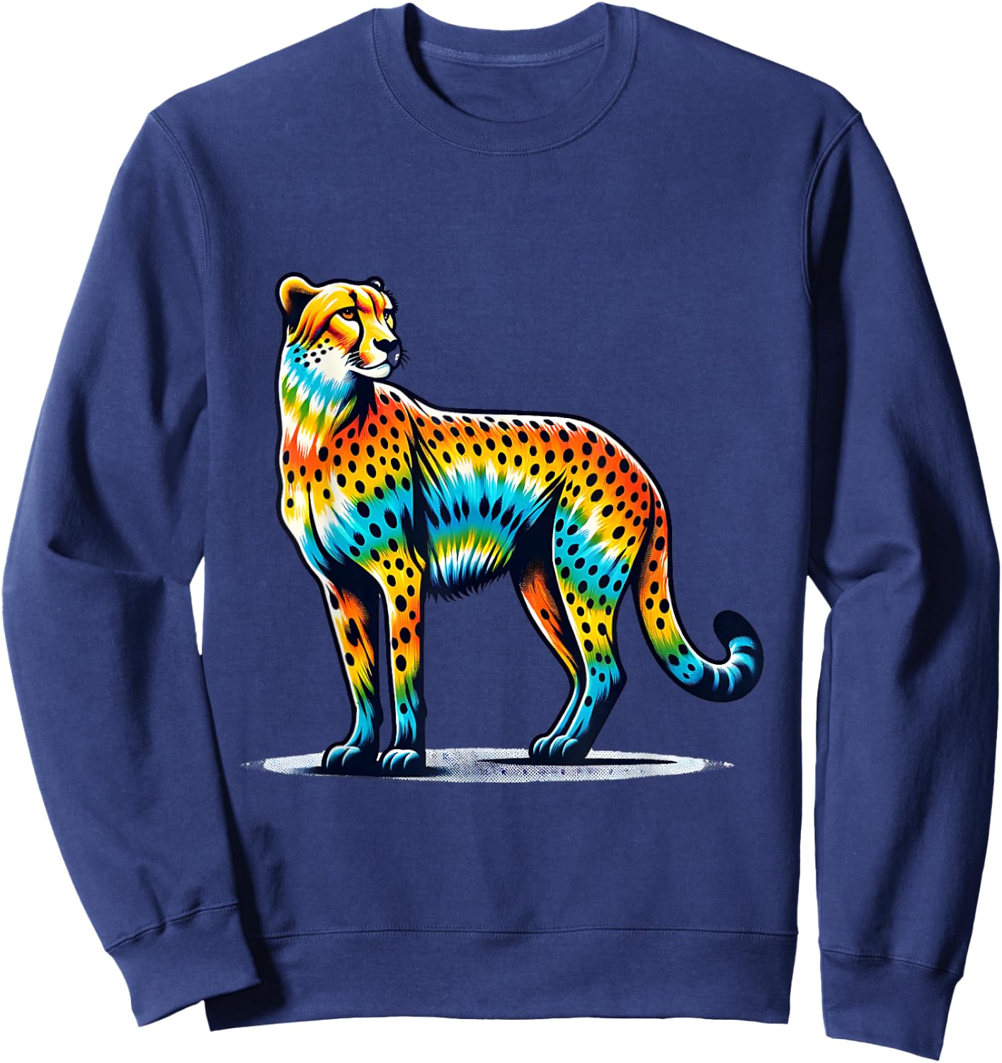 Tie Dye Cheetah - Colorful Hippie Wildcat Design Sweatshirt - Sweatshirt | Navy
