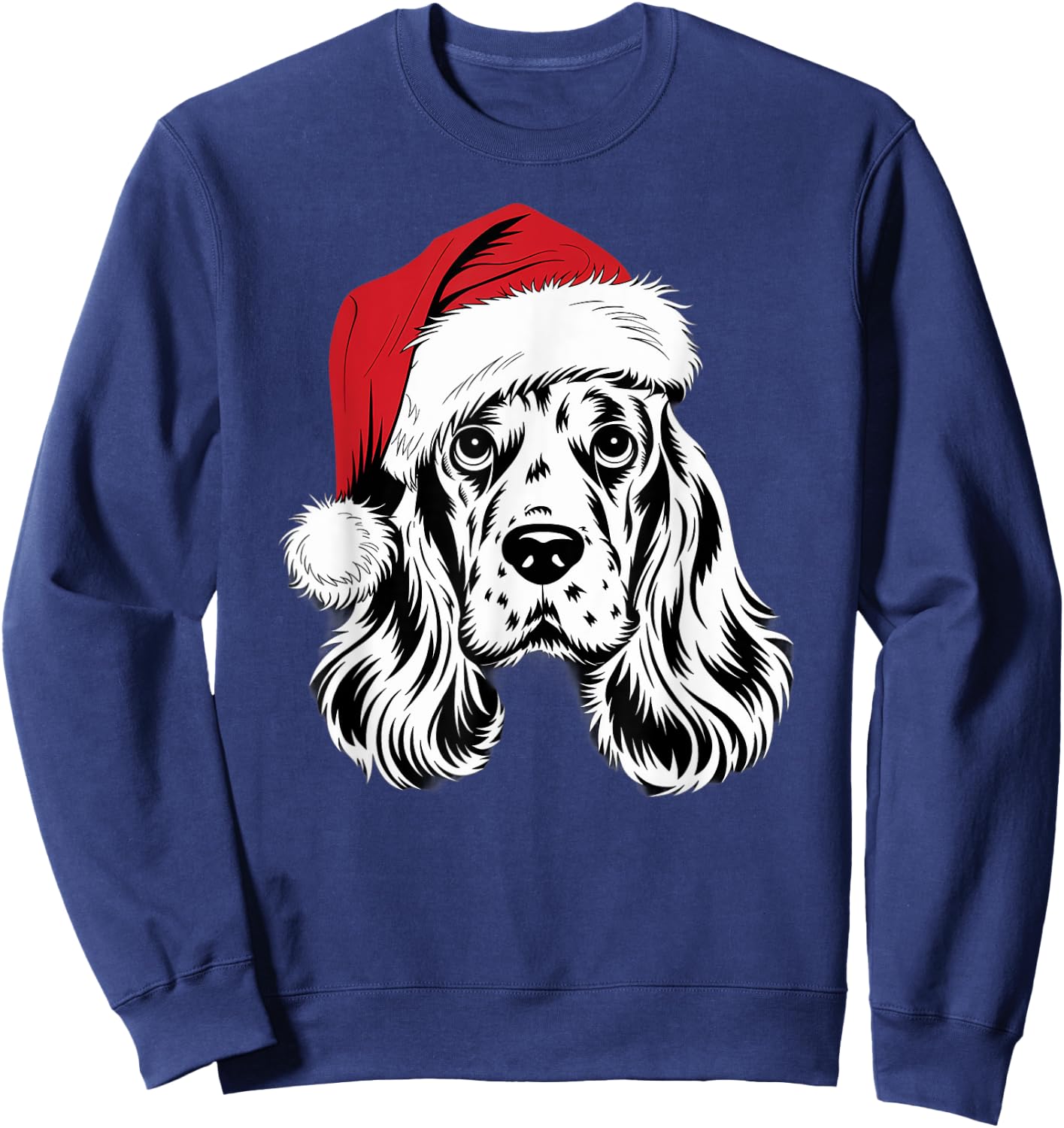 Joyful Cocker Santa Dog on Cocker Spaniel Christmas Sweatshirt - Sweatshirt | Navy