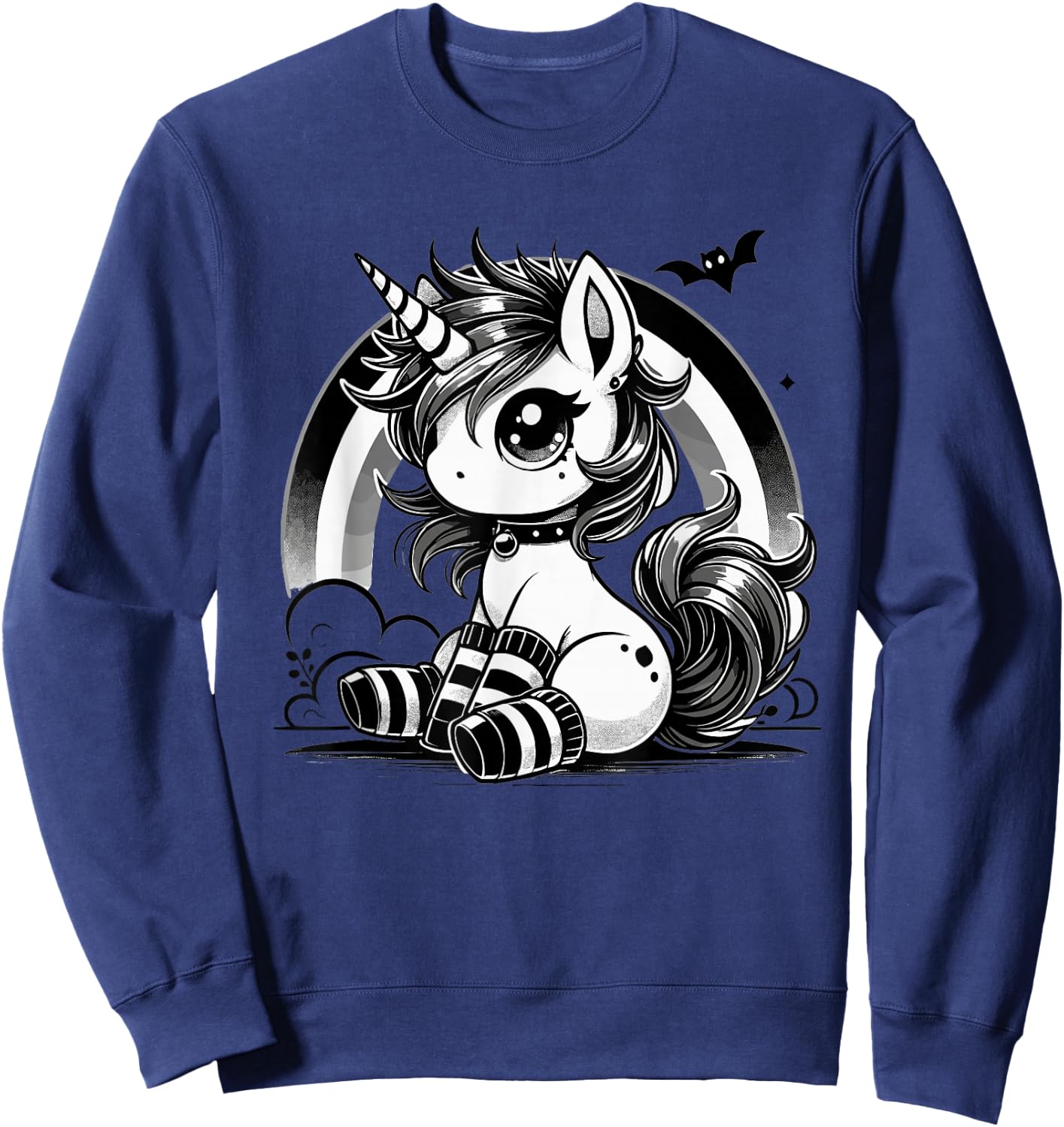 Gothic Unicorn Goth Girl Emo Punk Cute Kawaii Pastel Goth Sweatshirt - Sweatshirt | Navy
