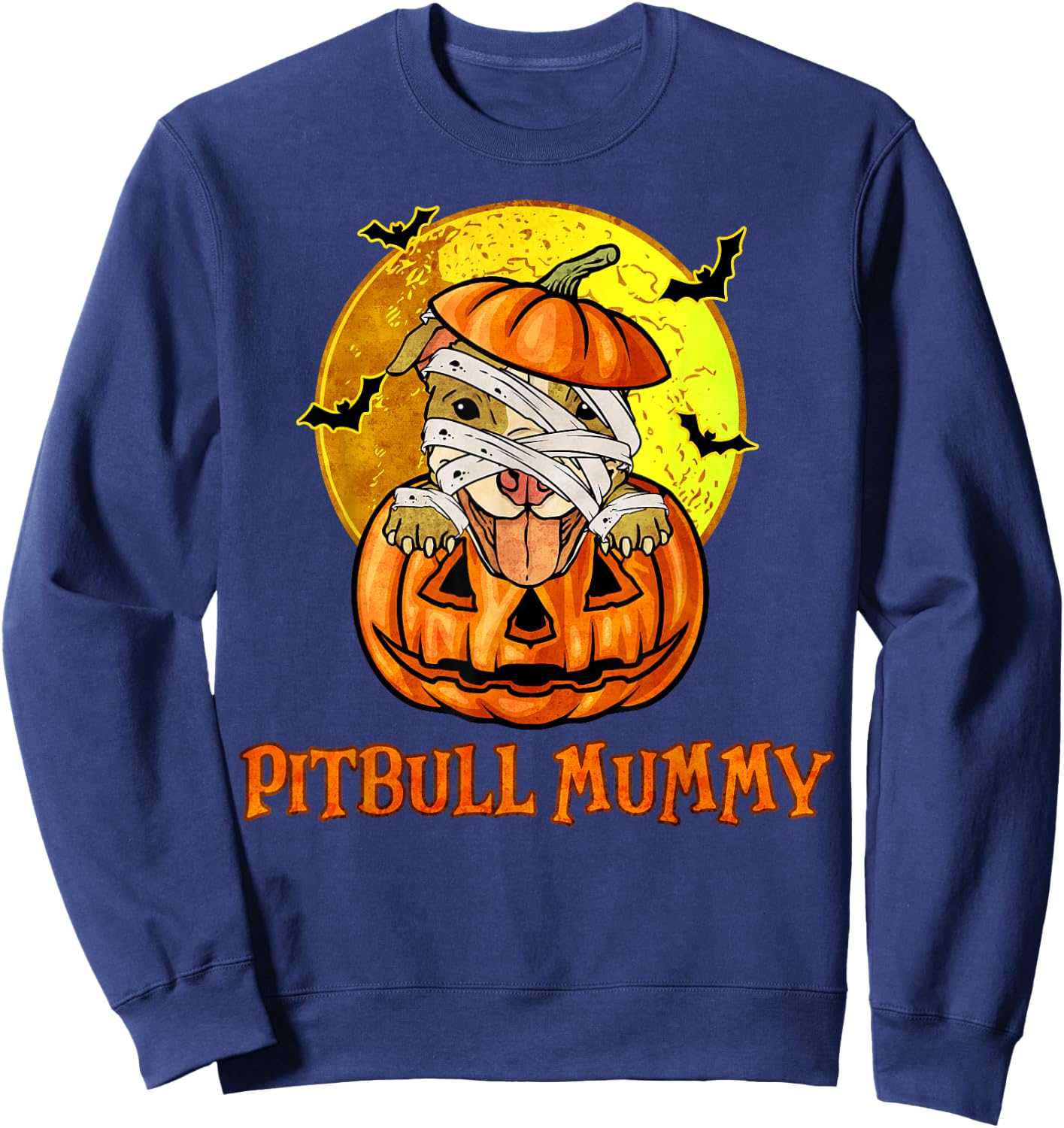 Pitbull Mummy Halloween Costume for Pitbull Mom Pit bull Sweatshirt - Sweatshirt | Navy