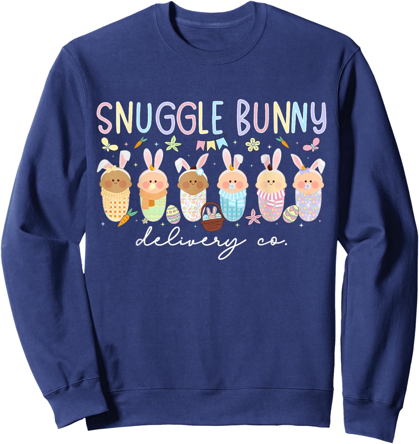 Snuggle Bunny Delivery Co Mother Baby Nurse Easter L&D Nurse Sweatshirt - Sweatshirt | Navy
