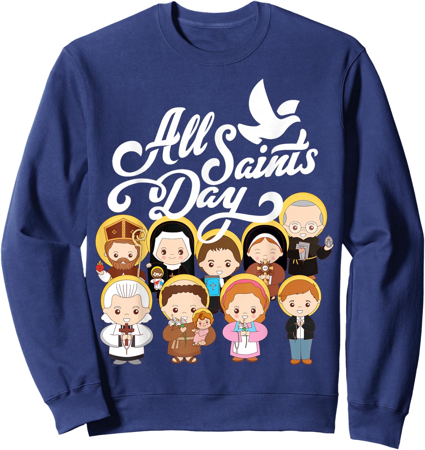 All Saints Day Catholic St Anthony Faustina Kolbe Goretti Sweatshirt - Sweatshirt | Navy