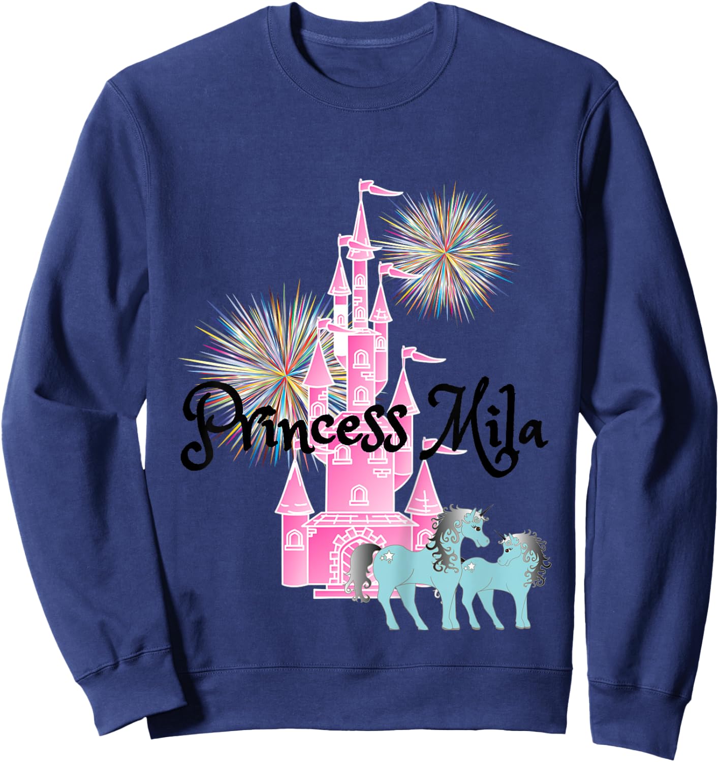 Kids Princess Mila Name Girls Personalized Custom Sweatshirt - Sweatshirt | Navy