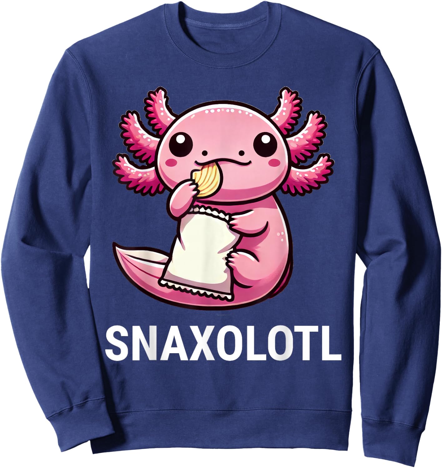 Snaxolotl Axolotl Chips Snacks Funny Sweatshirt - Sweatshirt | Navy