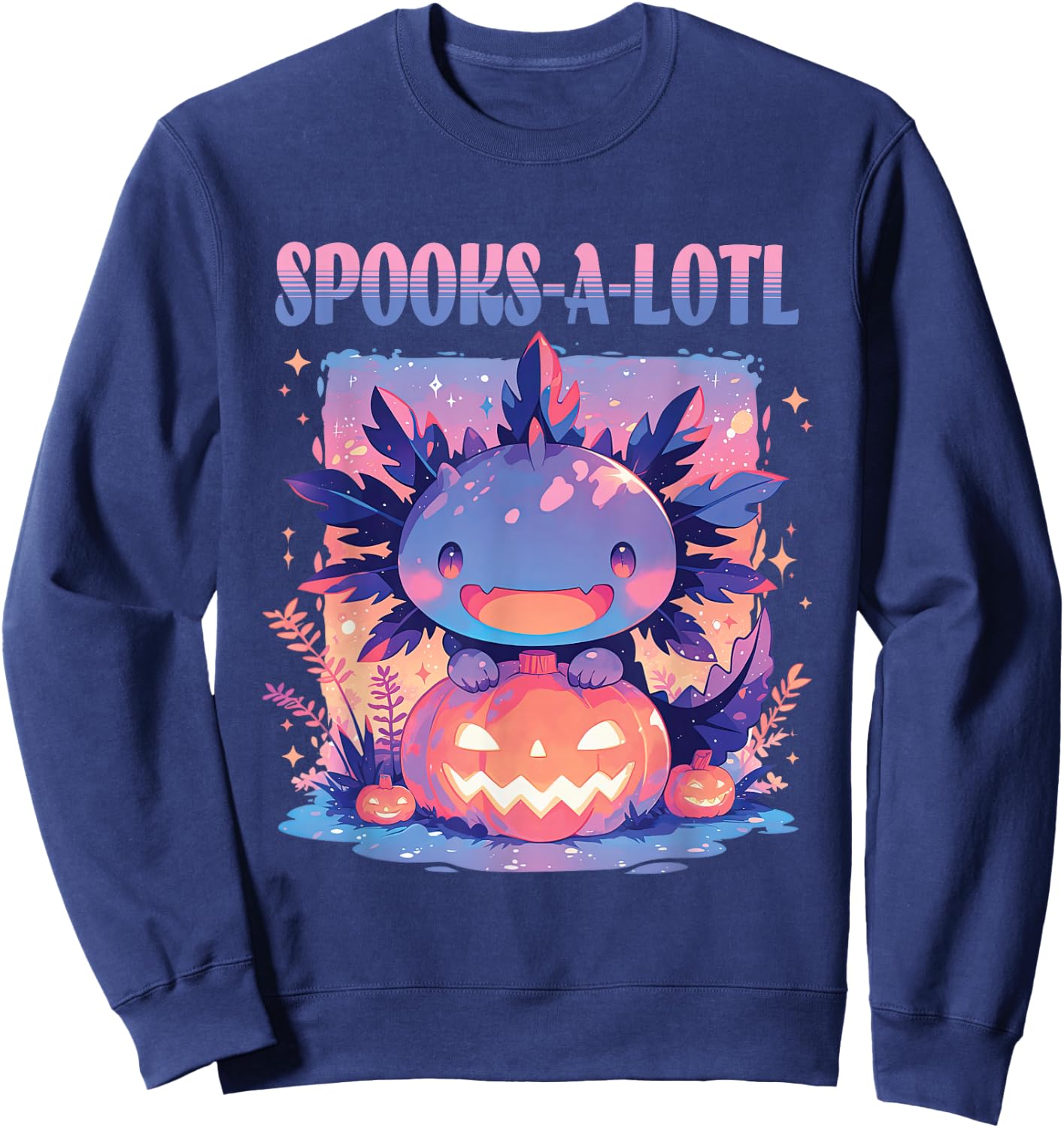Spooks-A-Lotl Halloween Axolotl Sweatshirt - Sweatshirt | Navy