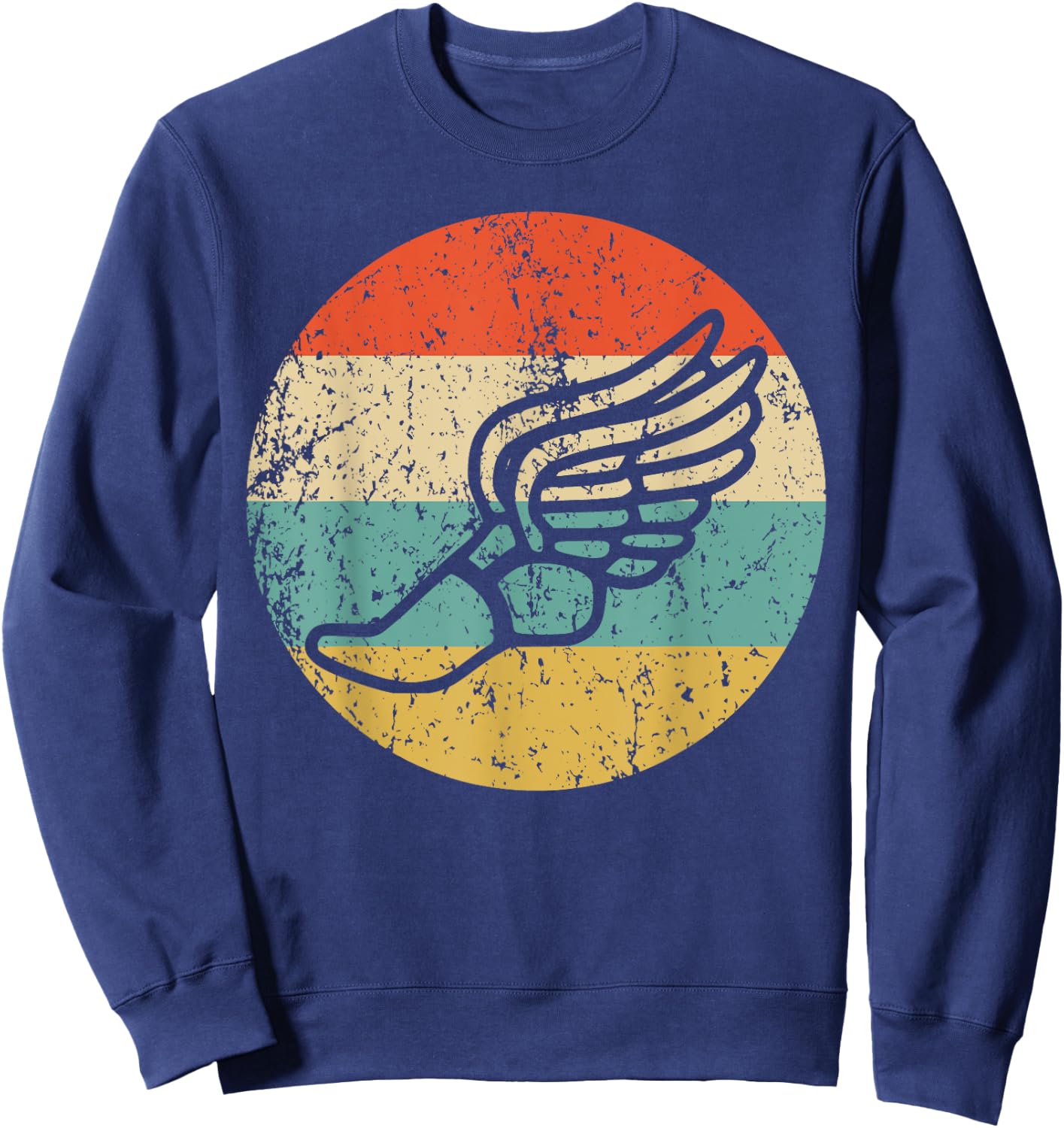 Running Shoe With Wings Retro Style Track Sweatshirt - Sweatshirt | Navy