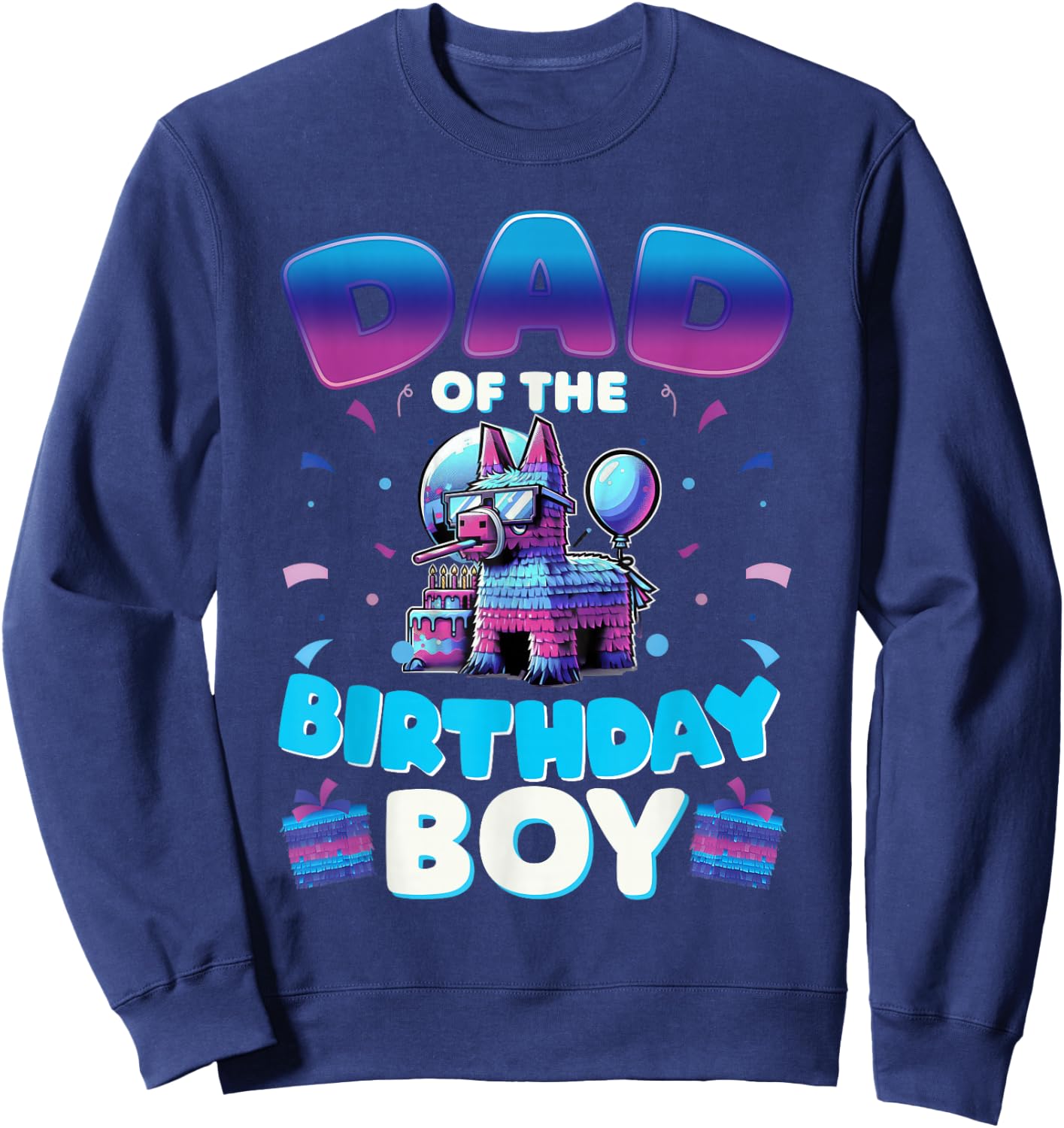 Dad Of Birthday Boy Llama Birthday Boy Family Sweatshirt - Sweatshirt | Navy