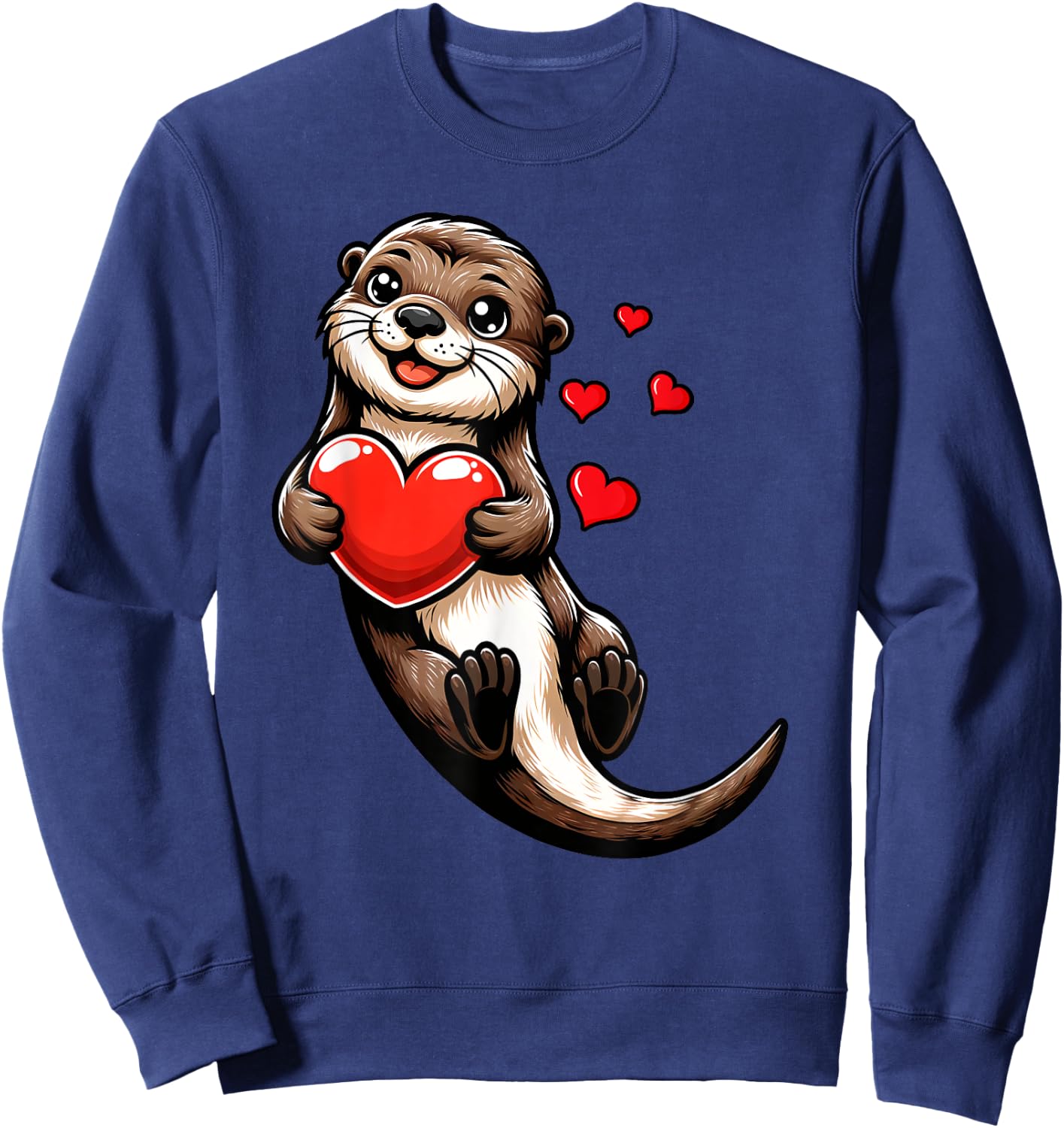 Cute Sea Otter Valentines Heart Lover Funny Boys Girls Kids Sweatshirt - Sweatshirt | Navy