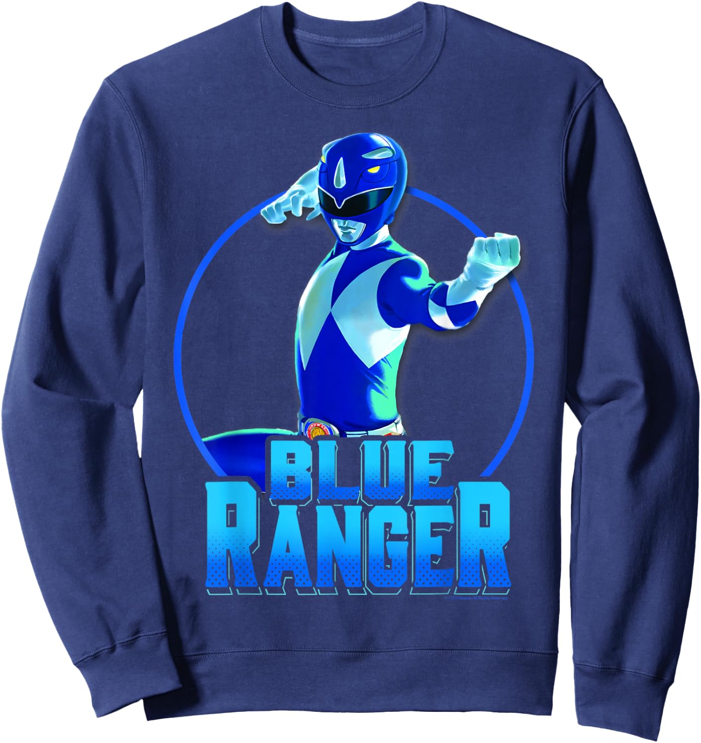 Power Rangers Blue Ranger Karate Action Circle Portrait Sweatshirt - Sweatshirt | Navy