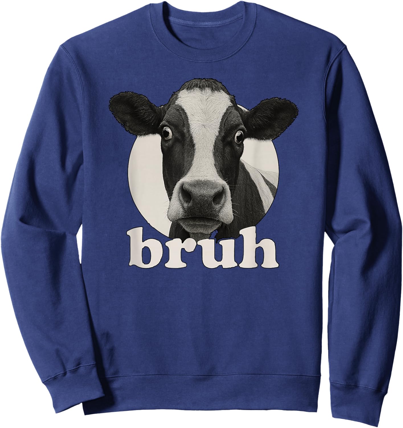 Funny Cow Bruh Humor Meme Zoo Day Boys Girls Sweatshirt - Sweatshirt | Navy