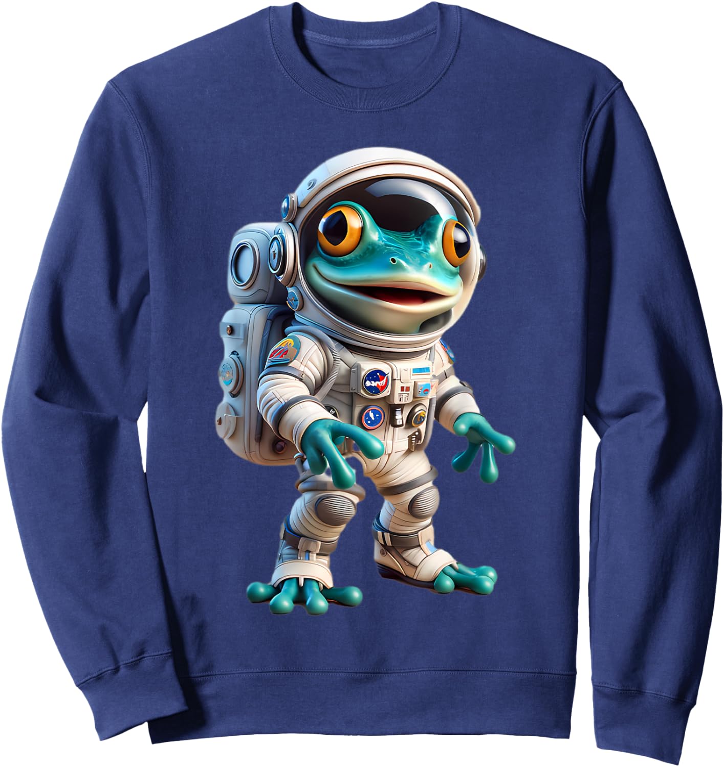 Cute Frog Astronaut Helmet Space Men Women Kids Sweatshirt - Sweatshirt | Navy