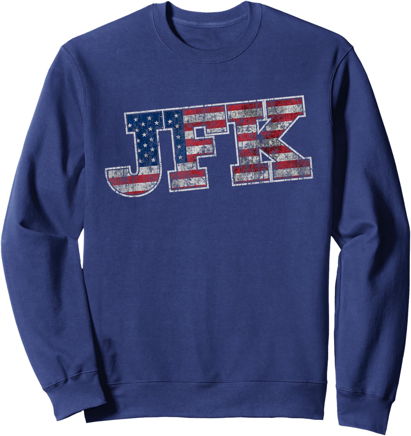 JFK T Shirt - Distressed Flag United States of America Sweatshirt - Sweatshirt | Navy