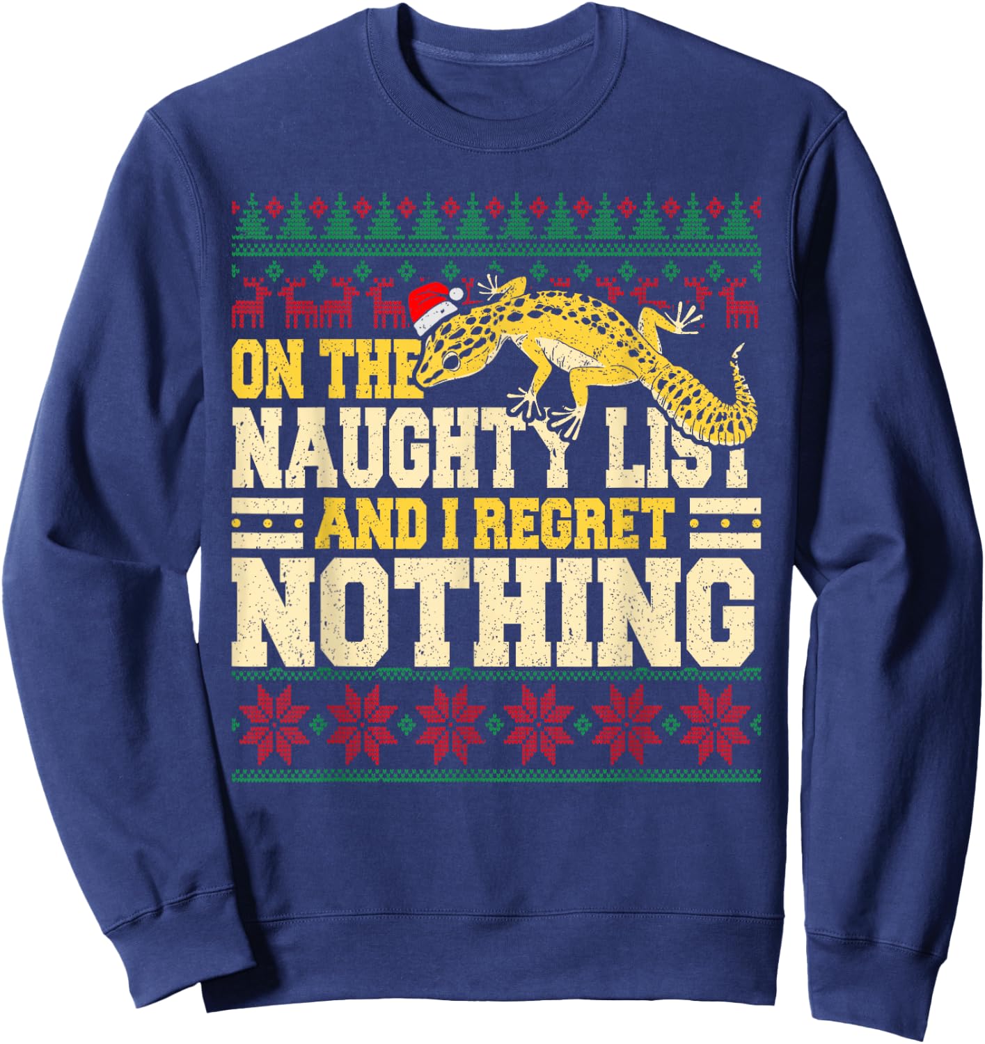 Funny Lizard Reptile - Tiny Dragon Leopard Gecko Christmas Sweatshirt - Sweatshirt | Navy