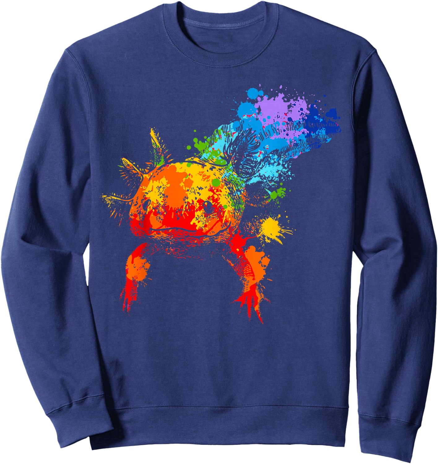 Axolotl Splash Art Animal Lovers Colourful Animal Motif , black Sweatshirt - Sweatshirt | Navy