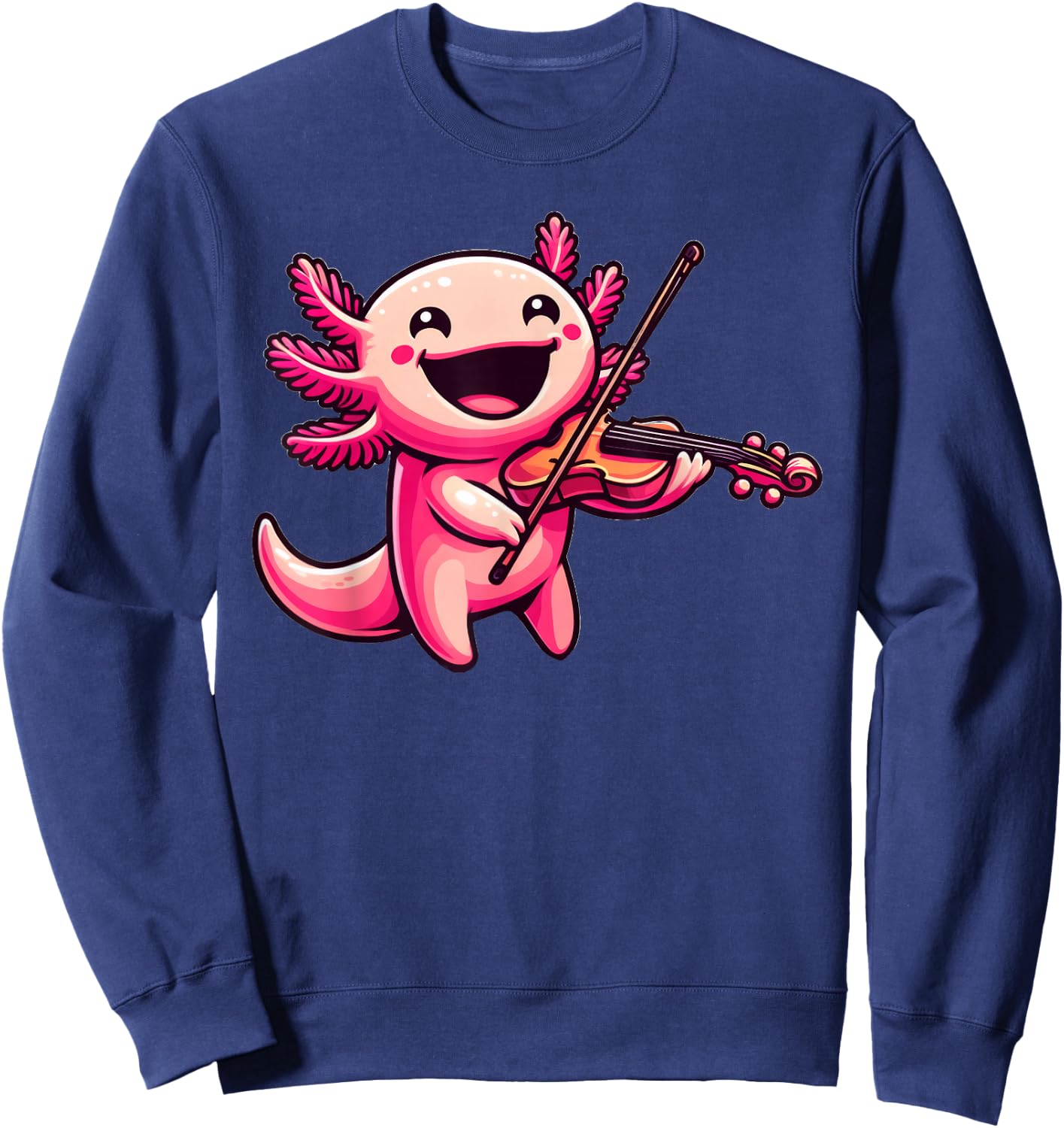 Axolotl Playing Violin Axolotls Musician Music Sweatshirt - Sweatshirt | Navy