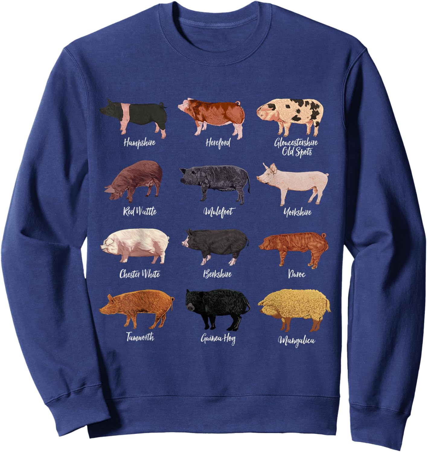Schweine Zeichnungen - Schweinerassen Sweatshirt - Sweatshirt | Navy