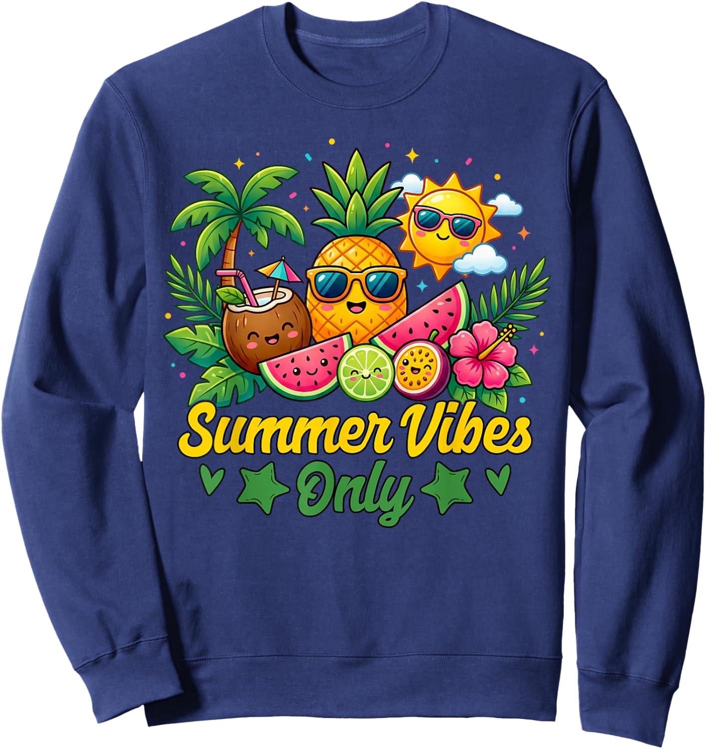 Cute Summer Vibes Tropical Fruits Summer Vibes Only Sweatshirt - Sweatshirt | Navy