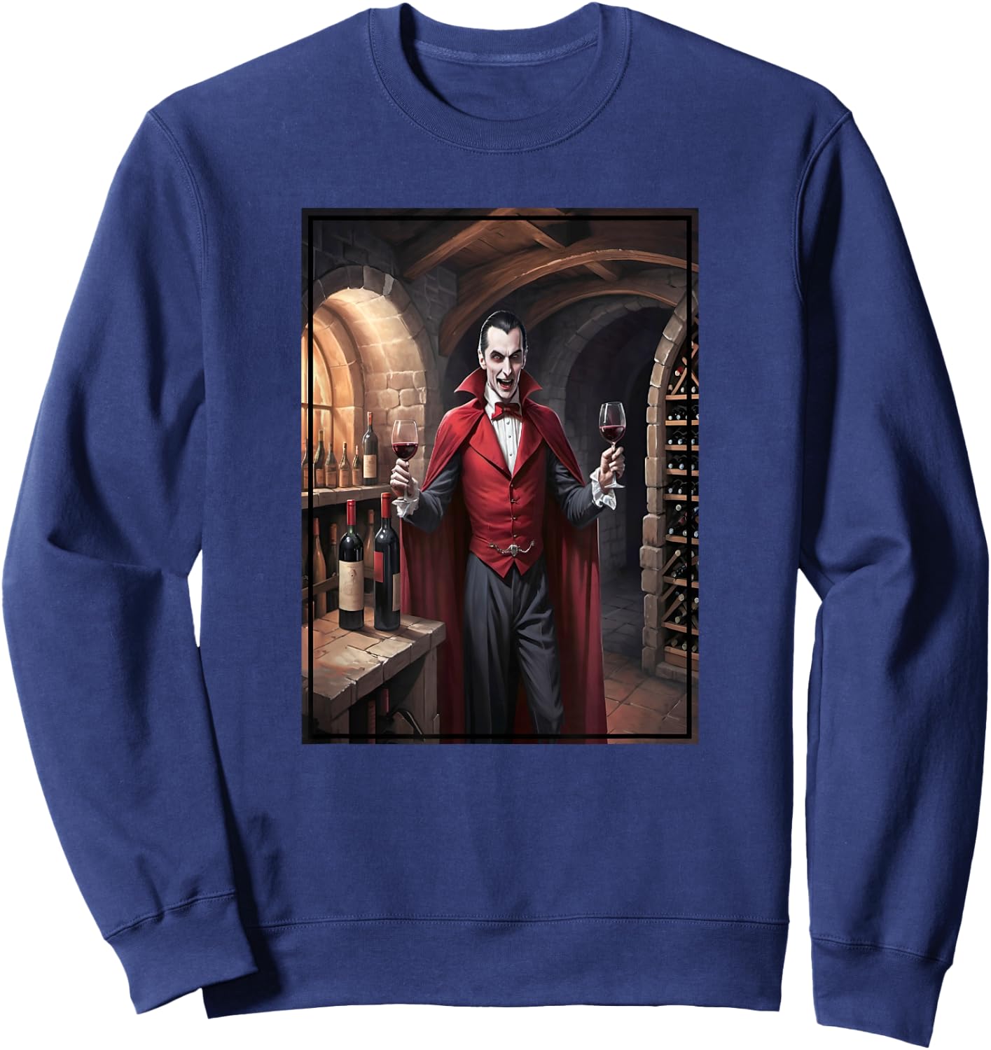 Dracula Wine Tasting in His Transylvanian Castle Cellar Sweatshirt - Sweatshirt | Navy