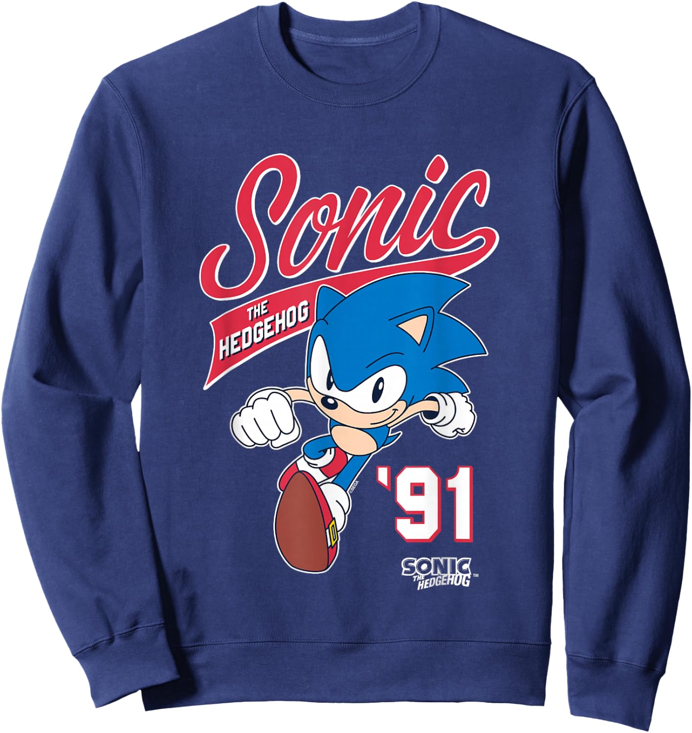 Sonic The Hedgehog '91 Epic Run Sports Style Logo Sweatshirt - Sweatshirt | Navy