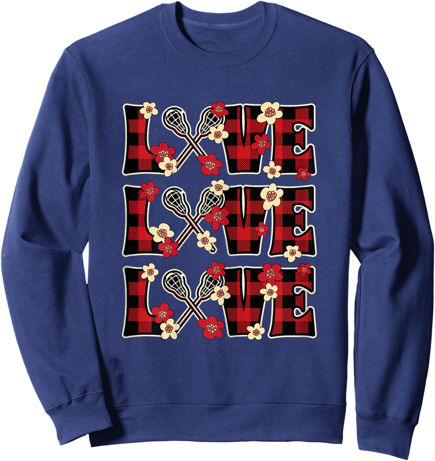 Love Lacrosse Lover Outfit Women Girls Kids Cute Lacrosse Sweatshirt - Sweatshirt | Navy