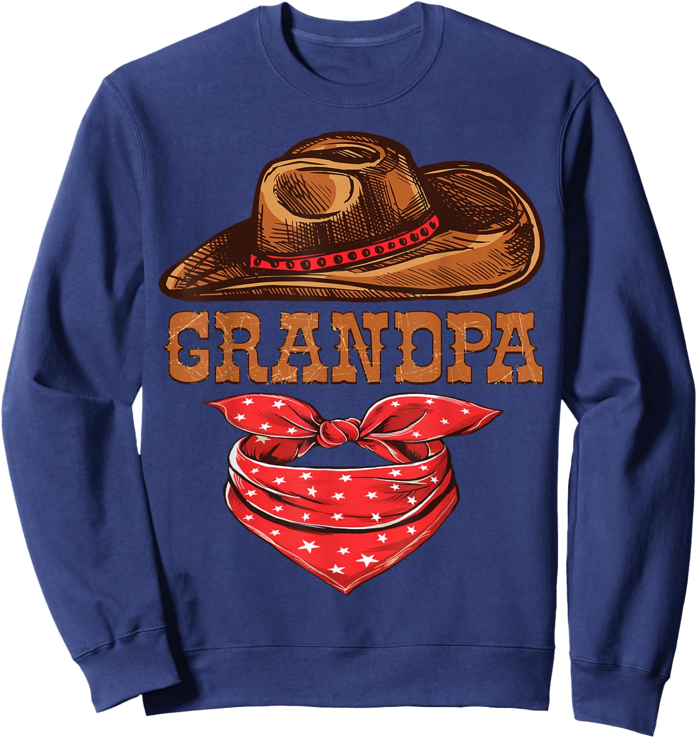 Grandpa Western Birthday Cowboy Cowgirl Family Matching Sweatshirt - Sweatshirt | Navy