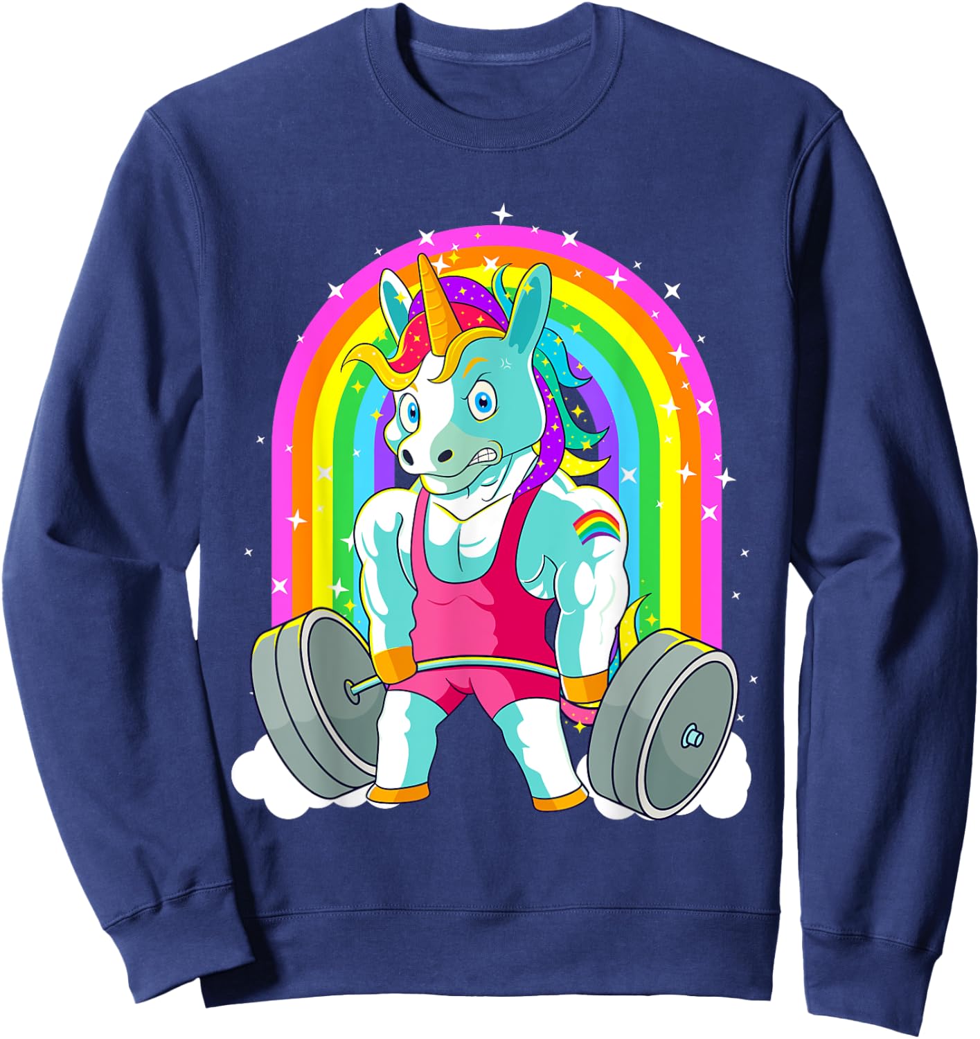 Gym Unicorn Deadlift Weightlifting Workout Pride Men Women Sweatshirt - Sweatshirt | Navy