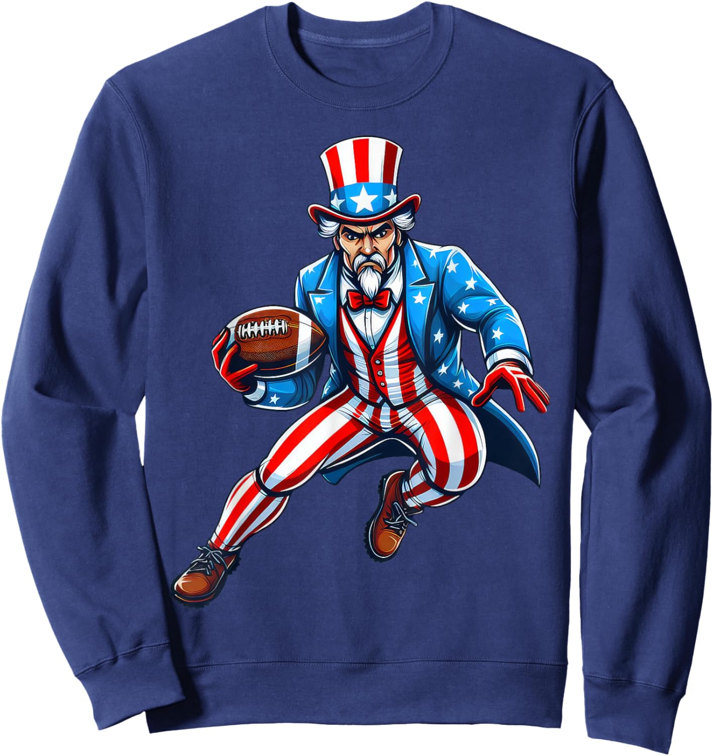 Uncle Sam Football Player 4th of July Patriotic Sweatshirt - Sweatshirt | Navy