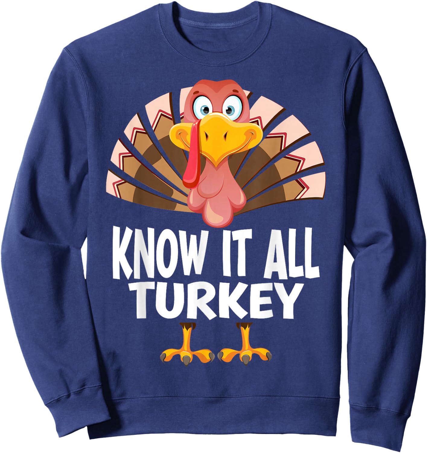 Thanksgiving Know It All Turkey Matching Pajama Sweatshirt - Sweatshirt | Navy