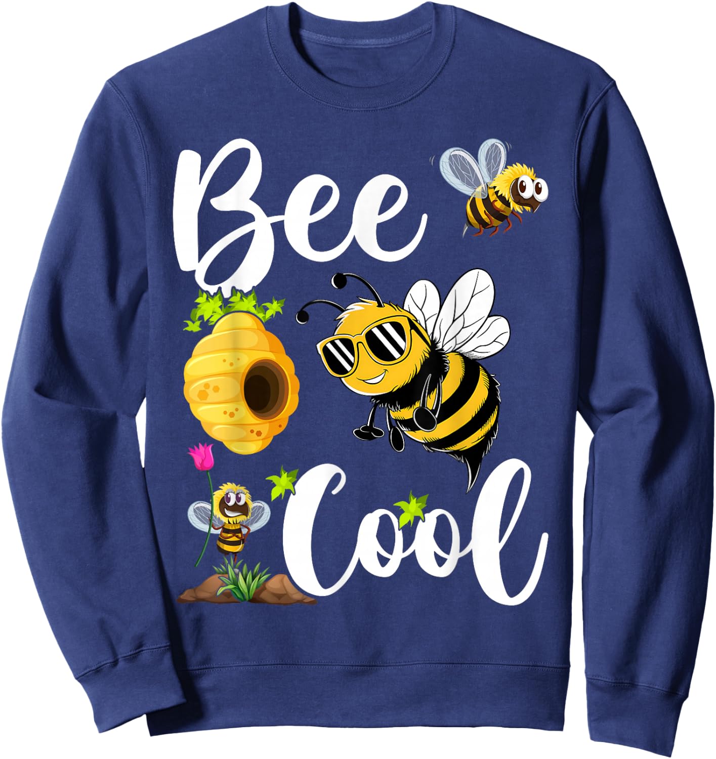 Bee Cool Bumble Bee Boys Girls Kids Sweatshirt - Sweatshirt | Navy