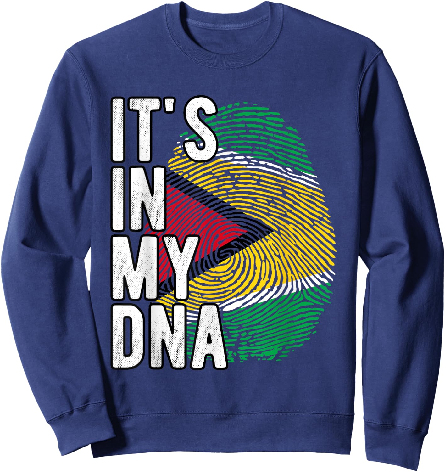 Funny it's in my DNA Guyana flag Fingerprint Sweatshirt - Sweatshirt | Navy