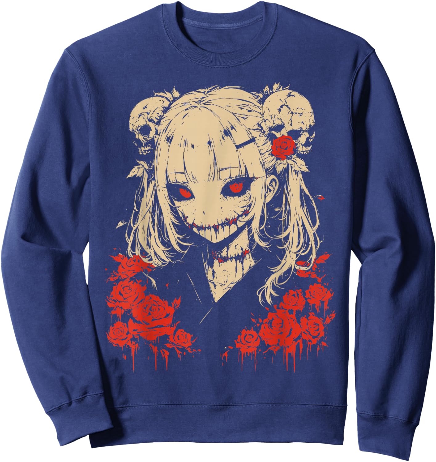 Horror Anime Manga | Japan Japanese Creepy Kawaii Goth , black Sweatshirt - Sweatshirt | Navy