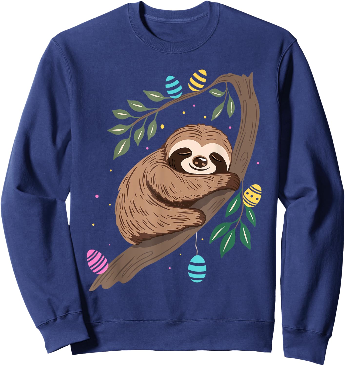 Oster Faultier mit Ostereier im Frühling Cute Animals Art Sweatshirt - Sweatshirt | Navy