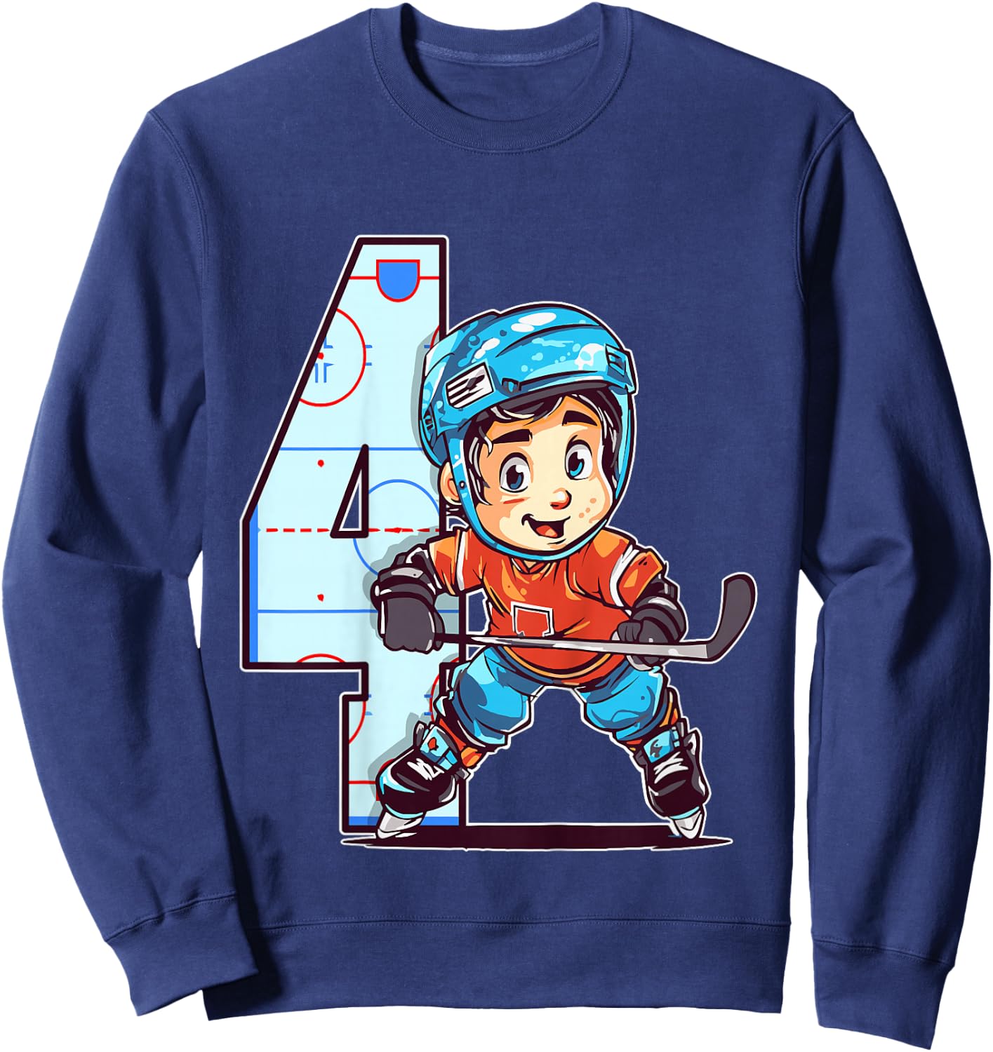 Eishockey Geburtstag - 4 Jahre alter Junge - 4. Geburtstag Sweatshirt - Sweatshirt | Navy
