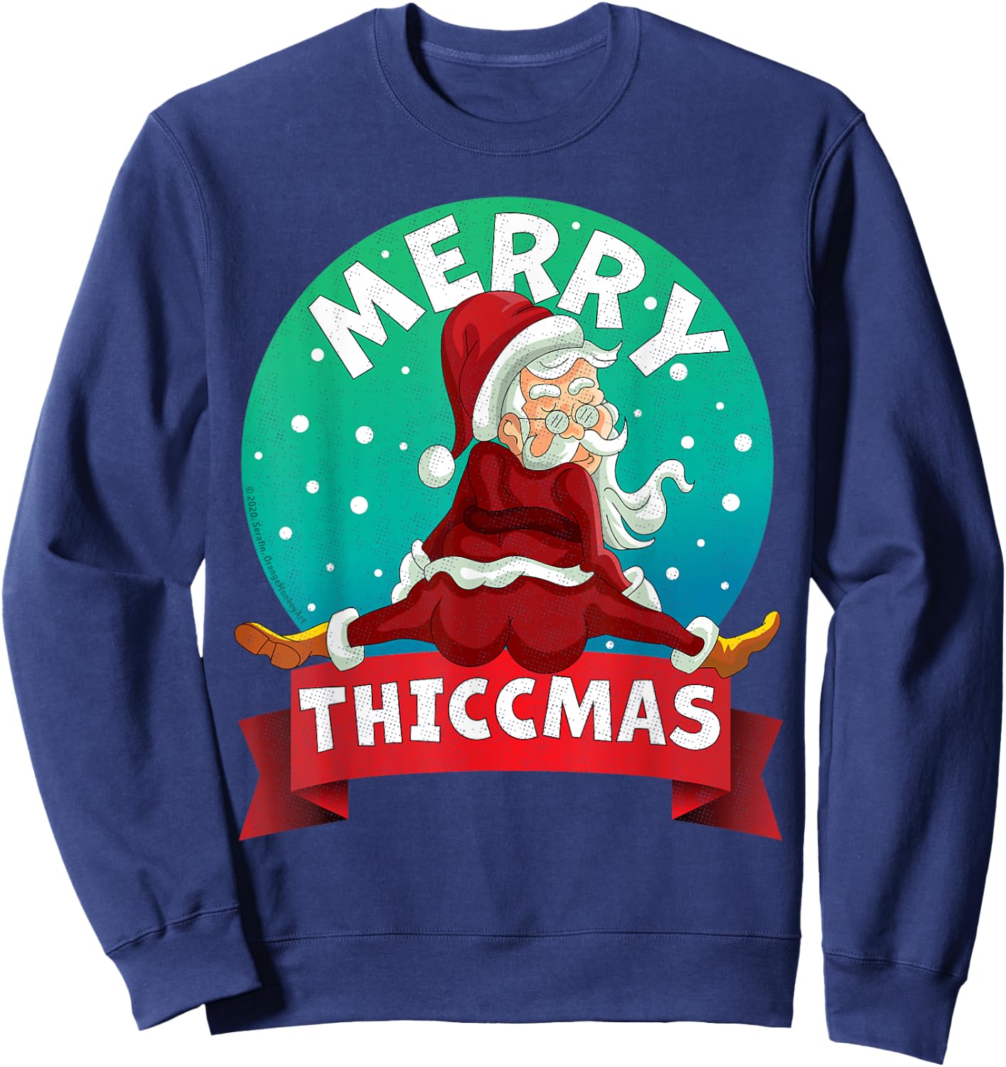 Merry Thiccmas Santa Claus Thicc Xmas Christmas Party Pajama Sweatshirt - Sweatshirt | Navy