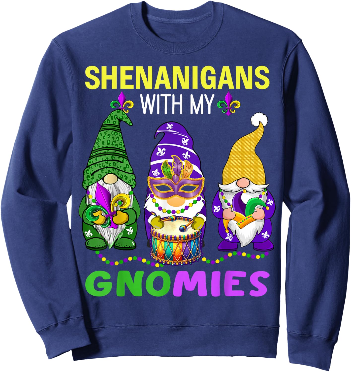 Mardi Gras gnomes leopard Carnival New Orleans Trip women Sweatshirt - Sweatshirt | Navy