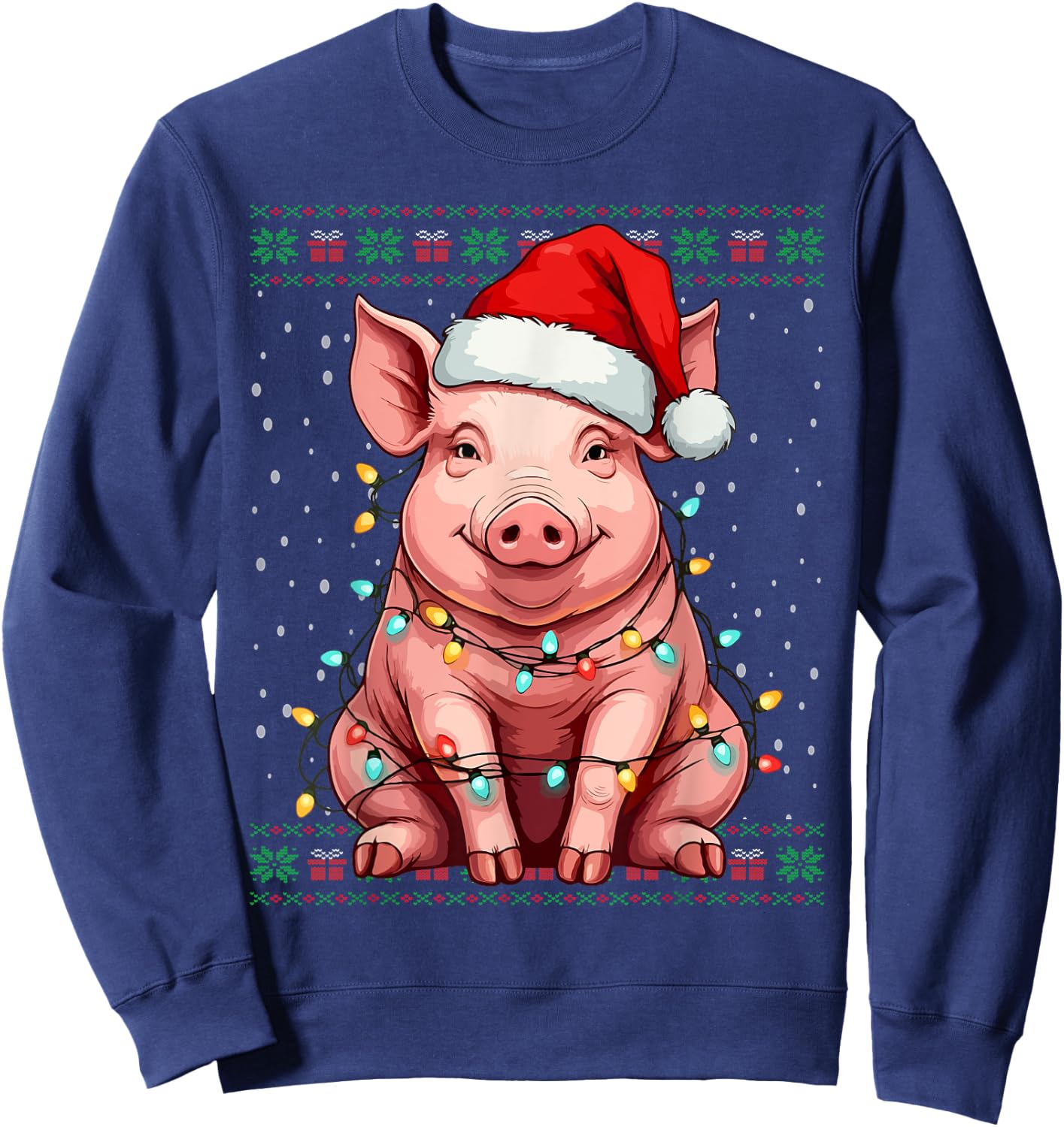 Ugly Santa Pig Christmas Sweater , Black, S Sweatshirt - Sweatshirt | Navy