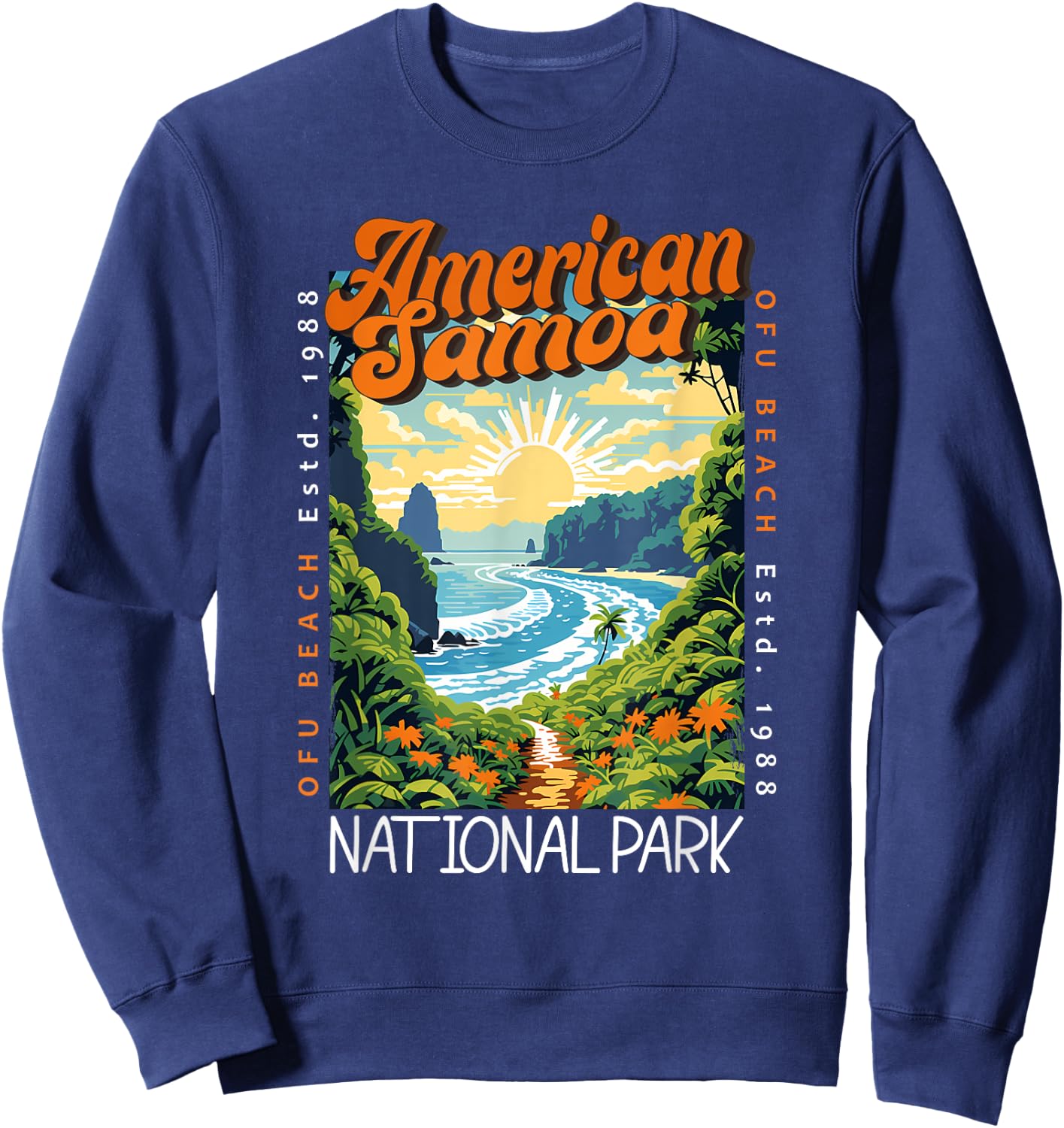 American Samoa National Park Retro Distressed Vintage Sweatshirt - Sweatshirt | Navy