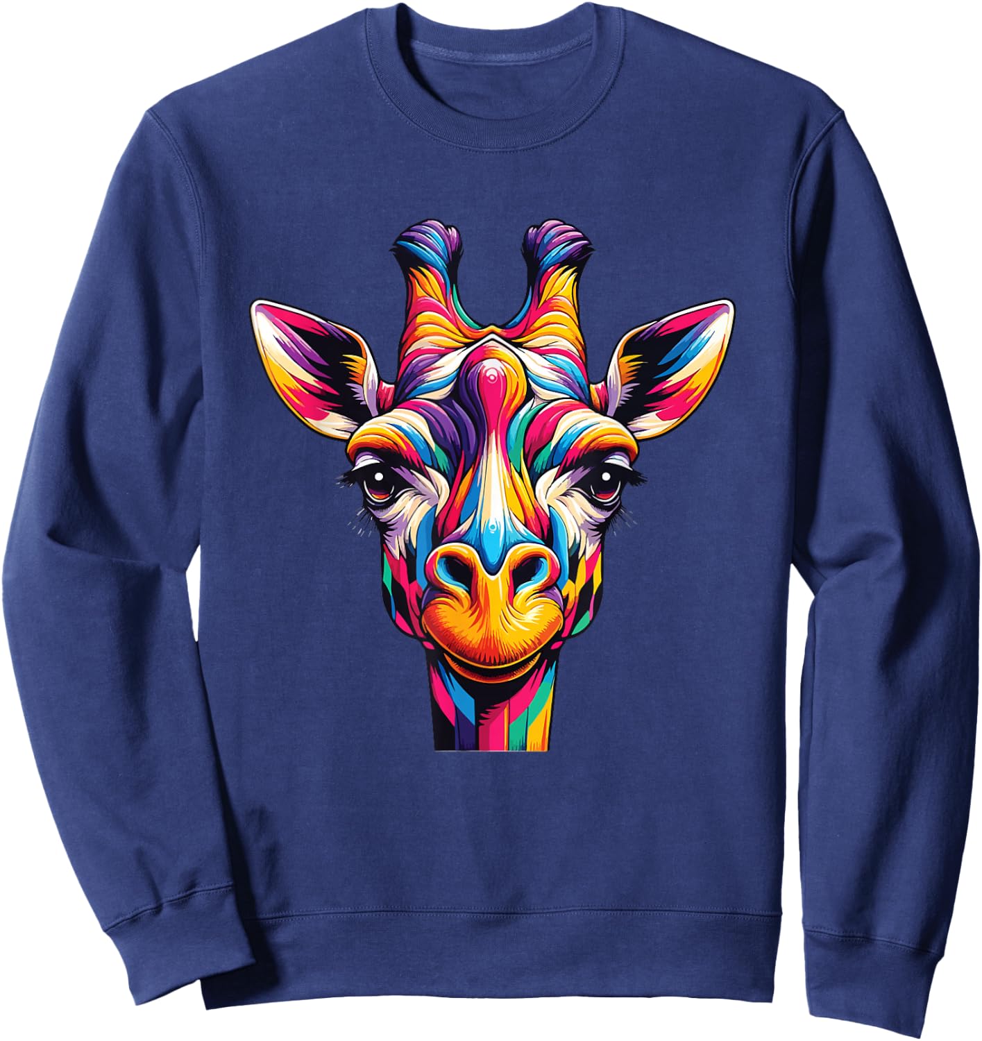 Giraffe Rainbow Colorful Love Wild Animals Zoo Jungle Sweatshirt - Sweatshirt | Navy