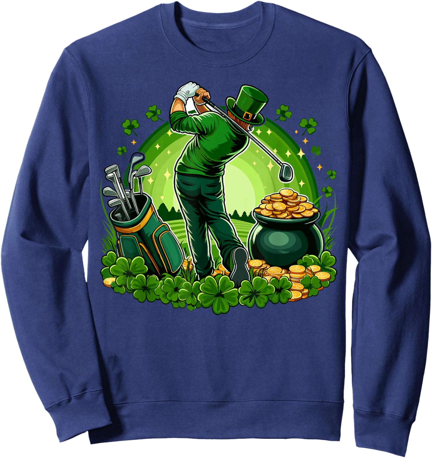 St Paddys Day Golf Men St Patty's Day Golf Golfing Golfer Sweatshirt - Sweatshirt | Navy