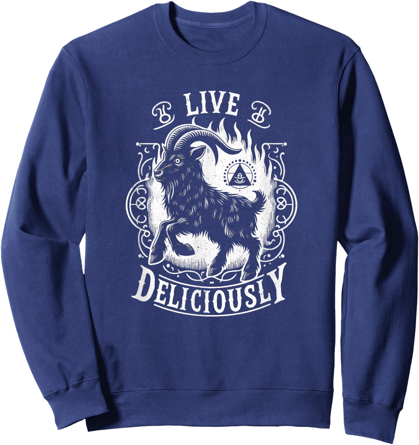 Vintage Witch Horror Goth Occult Live Deliciously Sweatshirt - Sweatshirt | Navy