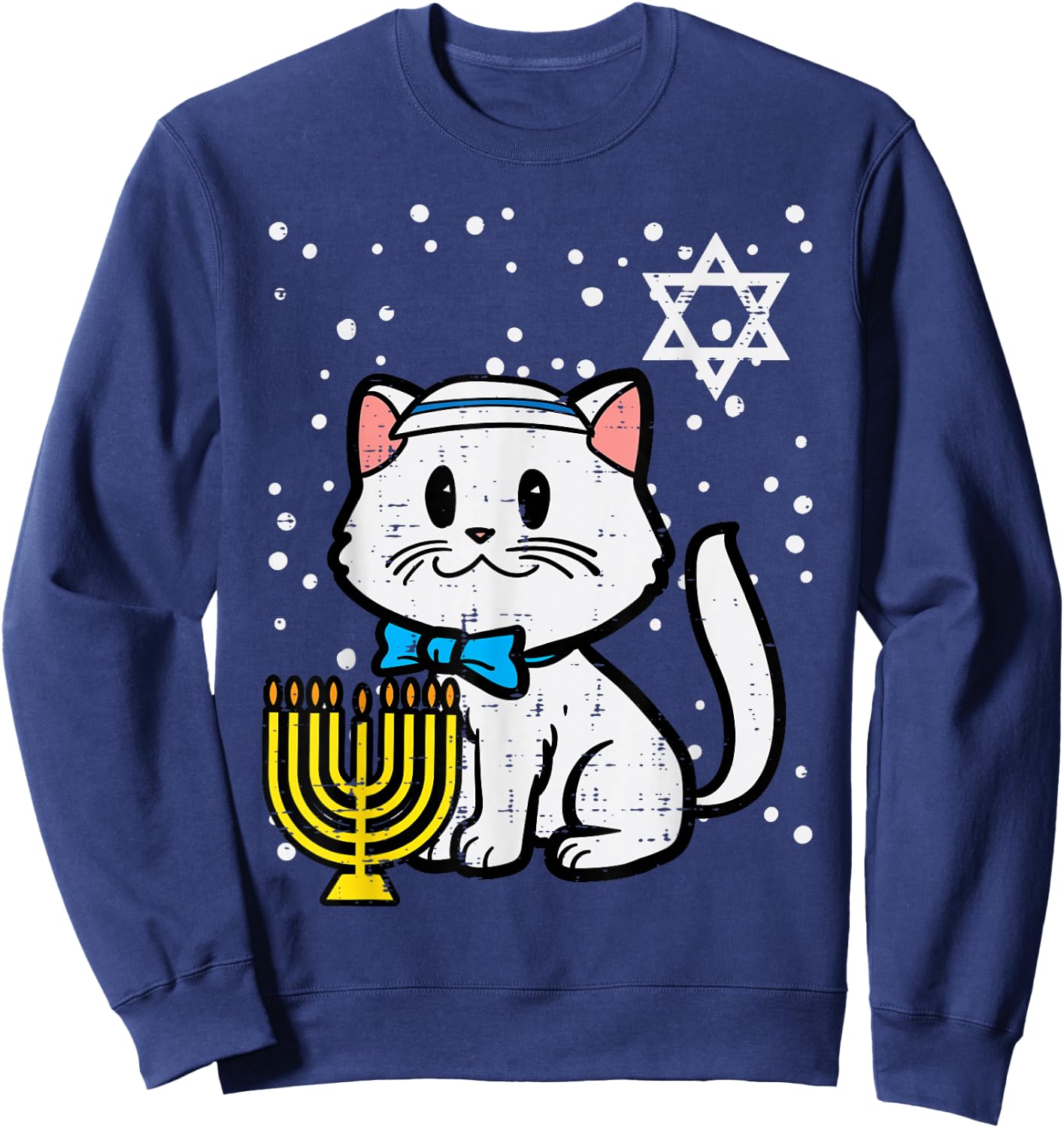 Hanukkah Cat Cute Chanukah Jewish Women Girls Kids Toddlers Sweatshirt - Sweatshirt | Navy