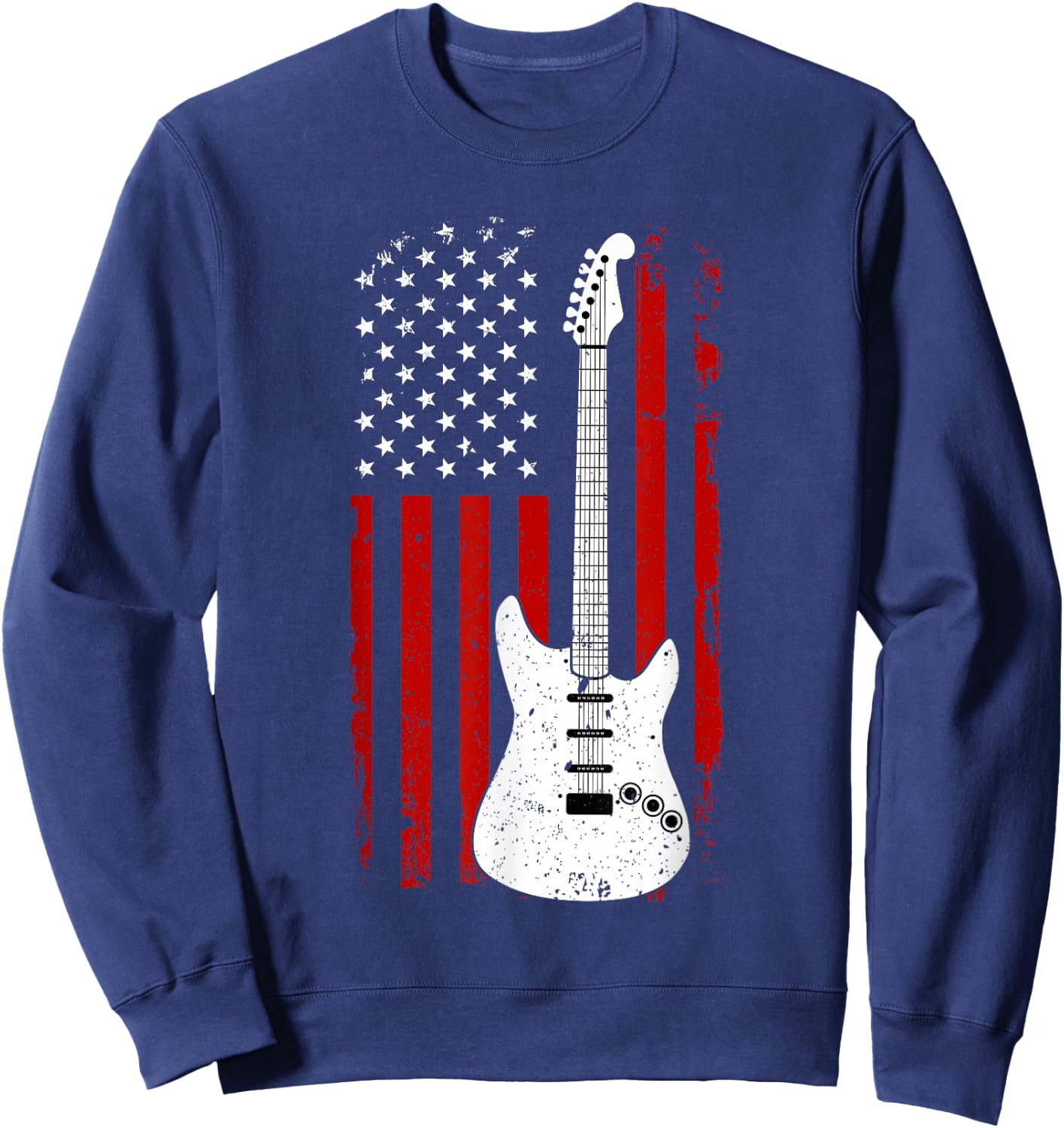 Guitar American US Flag Music Player Electric Guitarist Gift Sweatshirt - Sweatshirt | Navy