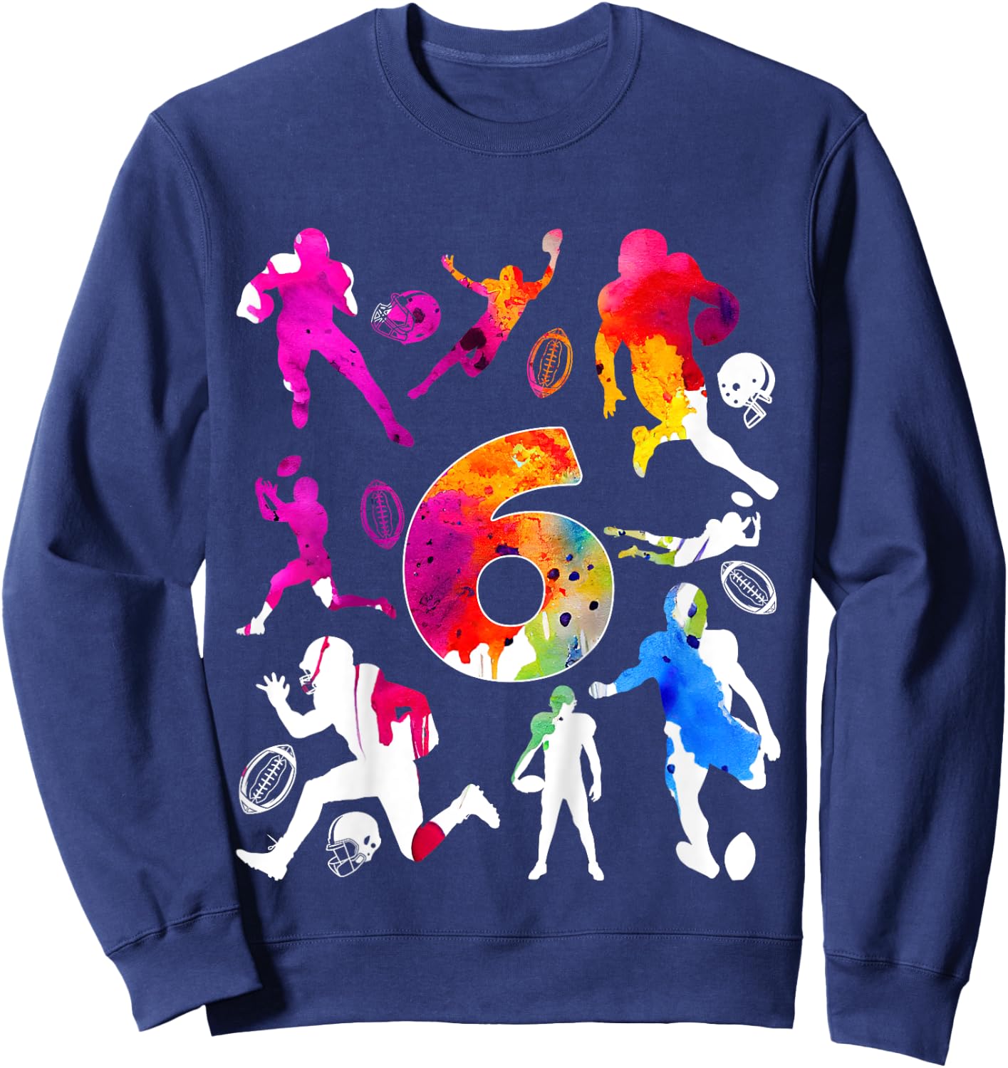 Kids NUMBER 6 YEARS FOOTBALL 6TH BIRTHDAY Sweatshirt - Sweatshirt | Navy