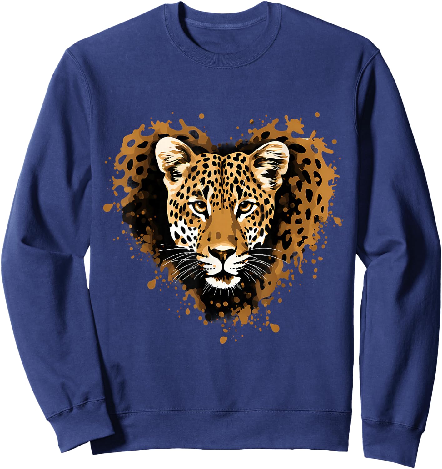 Leopard Heart Animal Art Savanna Nature Artwork Wildlife Sweatshirt - Sweatshirt | Navy