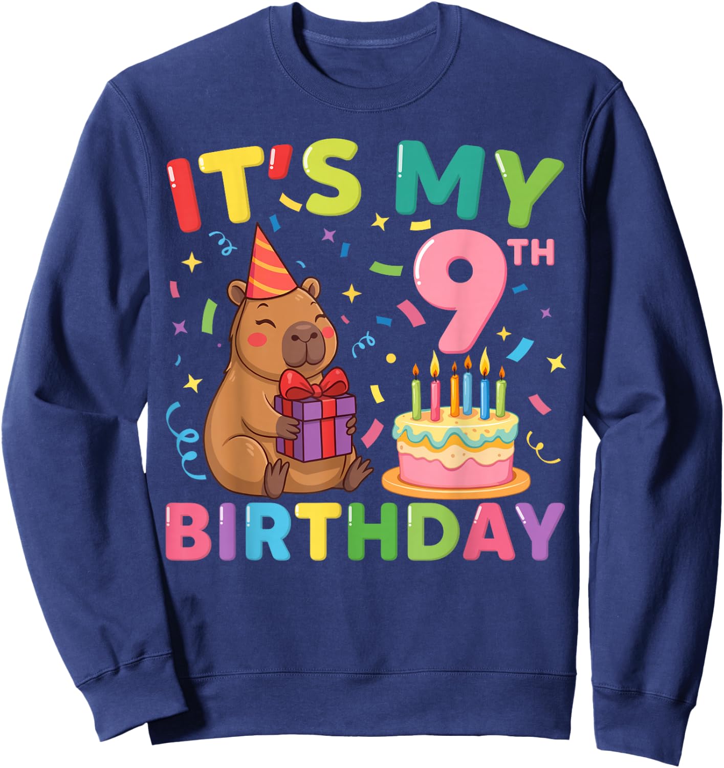 Es ist Mein 9. Geburtstag Capybara, 9 Jahre, Junge, Mädchen, Cappy Bday Sweatshirt - Sweatshirt | Navy