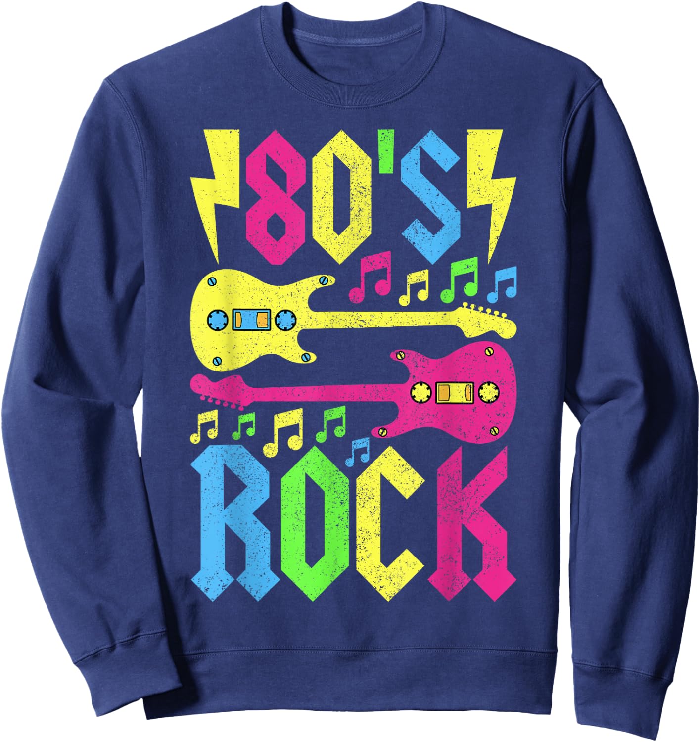 80s Rock Concert Outfit 1980s Fashion 80s Band Party Costume Sweatshirt - Sweatshirt | Navy