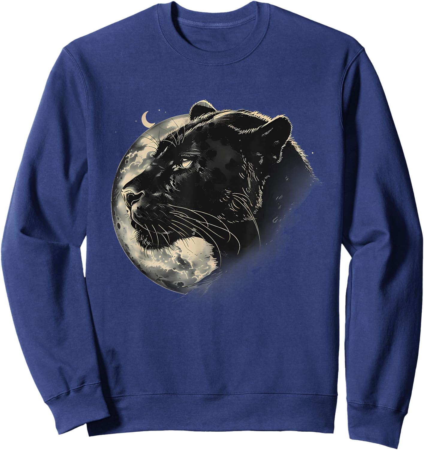 Panther Nature Jungle Motif Wildlife Moon Panther Lover Sweatshirt - Sweatshirt | Navy
