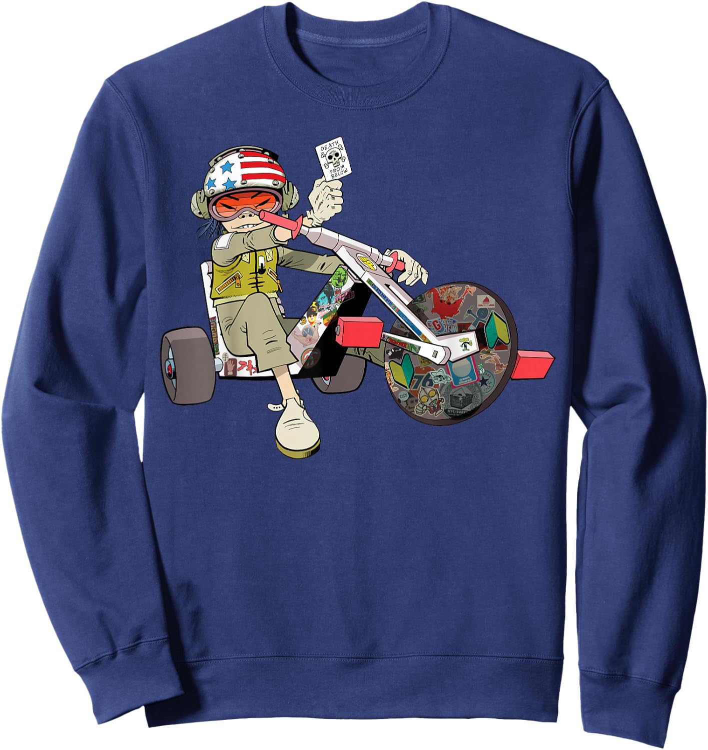 Gorillaz Men's Noodles Trike , Black, Small Sweatshirt - Sweatshirt | Navy
